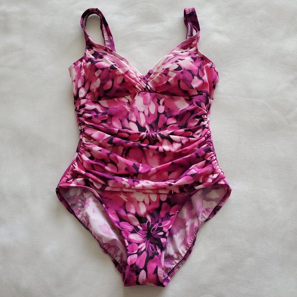 Miraclesuit One Piece Swimsuit Pink Floral Size 10 perfect condition Slimming - Picture 5 of 15